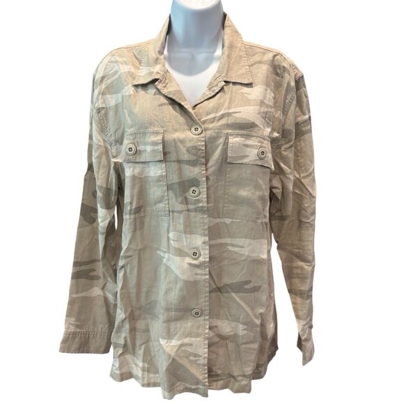 Rails Tops - Rails Everett Desert Camo Shirt – Size S | Linen Blend Utility Button-Down